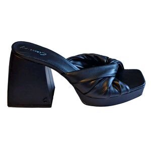 Sam Edelman Circus NY Marianna Sandal Black Slide Block Heel Vegan Womens Sz 8